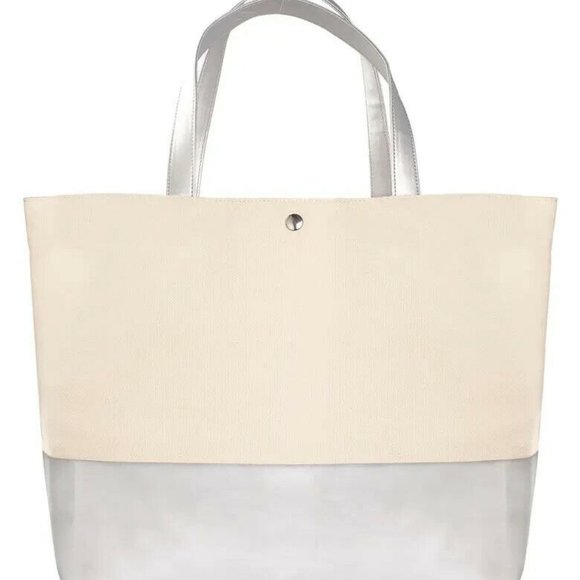 Cathy's Concepts Personalized " D " Silver Metallic Color Dipped Tote Bag - Picture 1 of 6